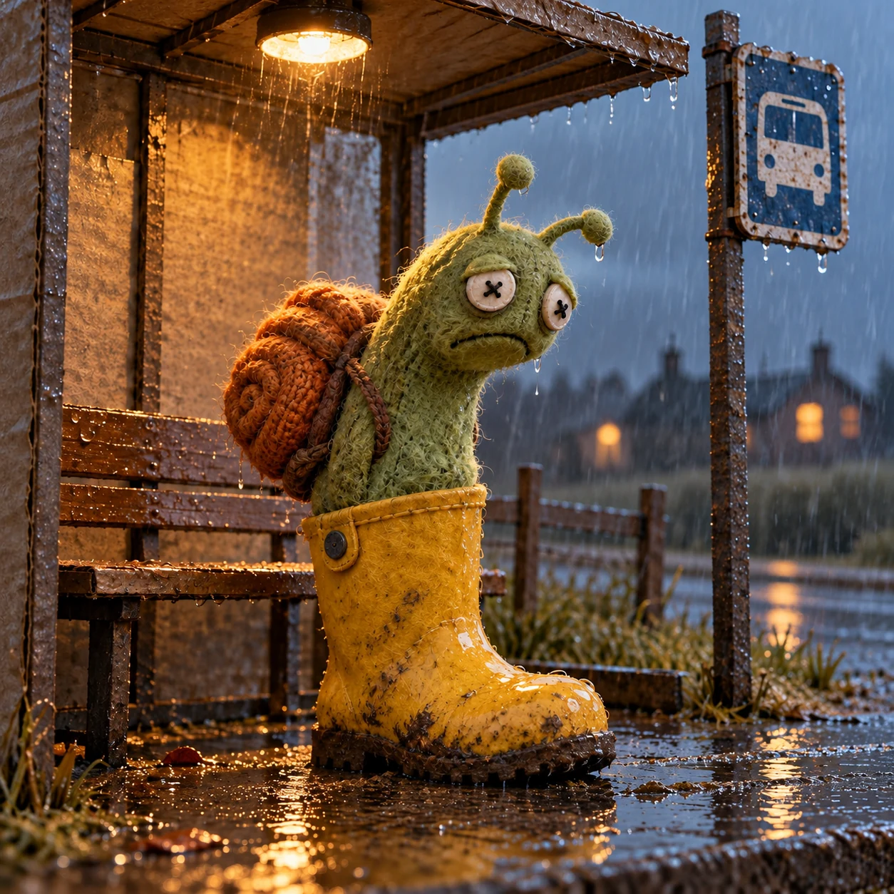 The Snail Wif Boot character in a yellow rain boot